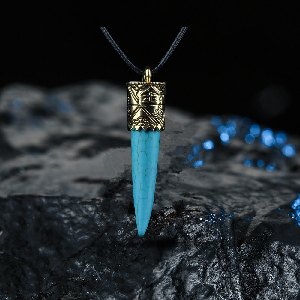 Wholesale Bohemian Turquoise Touching Gold Talisman Necklace ACC-NE-MiYi003