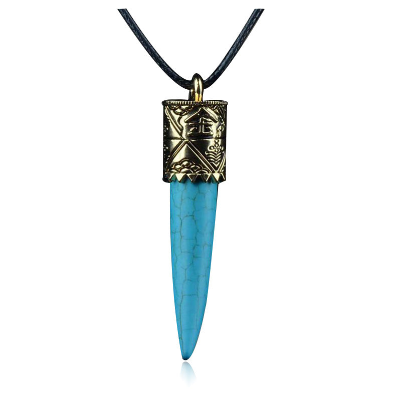 Wholesale Bohemian Turquoise Touching Gold Talisman Necklace ACC-NE-MiYi003