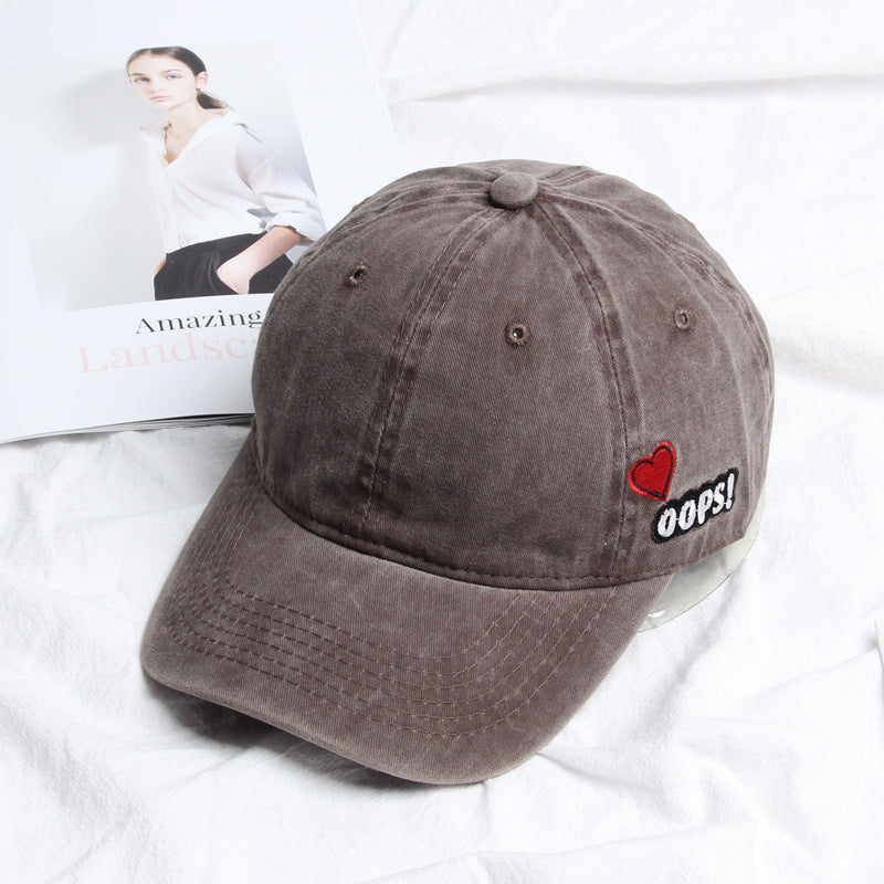 Wholesale Distressed Vintage Washed Heart Embroidered Baseball Cap Hat ACC-HT-LueLan006