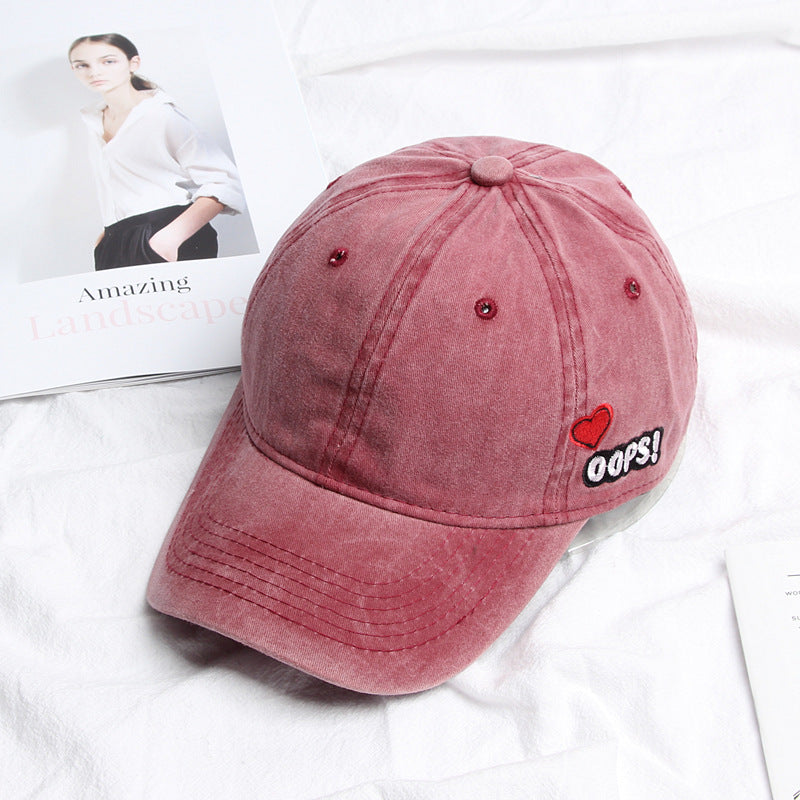 Wholesale Distressed Vintage Washed Heart Embroidered Baseball Cap Hat ACC-HT-LueLan006