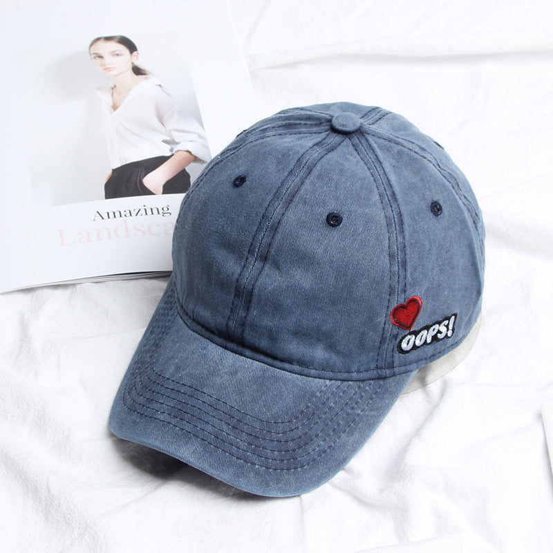 Wholesale Distressed Vintage Washed Heart Embroidered Baseball Cap Hat ACC-HT-LueLan006