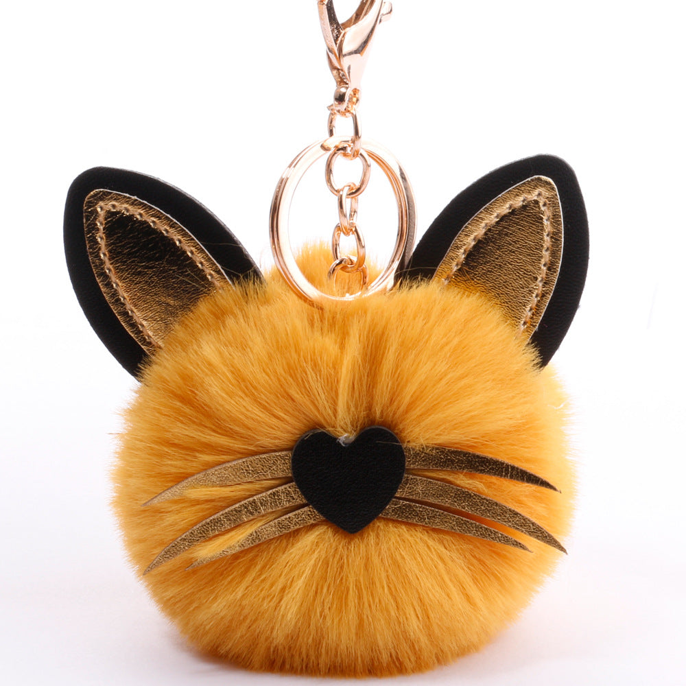 Wholesale PU long bearded cat keychain plush bag pendant ACC-KC-DY006