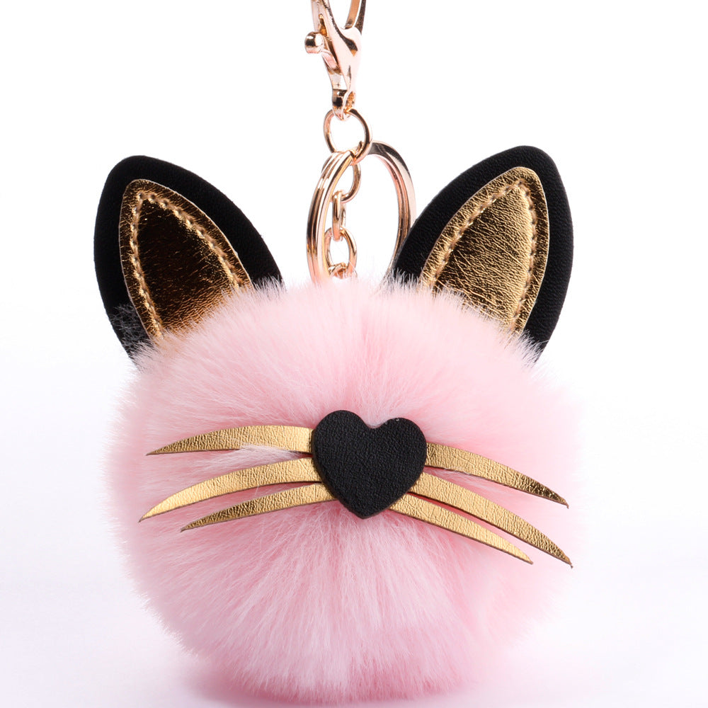 Wholesale PU long bearded cat keychain plush bag pendant ACC-KC-DY006
