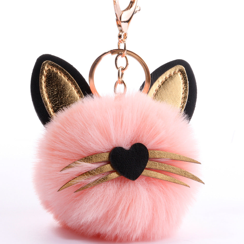 Wholesale PU long bearded cat keychain plush bag pendant ACC-KC-DY006