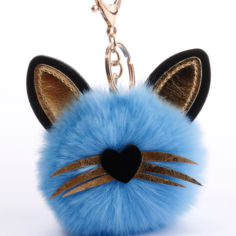 Wholesale PU long bearded cat keychain plush bag pendant ACC-KC-DY006