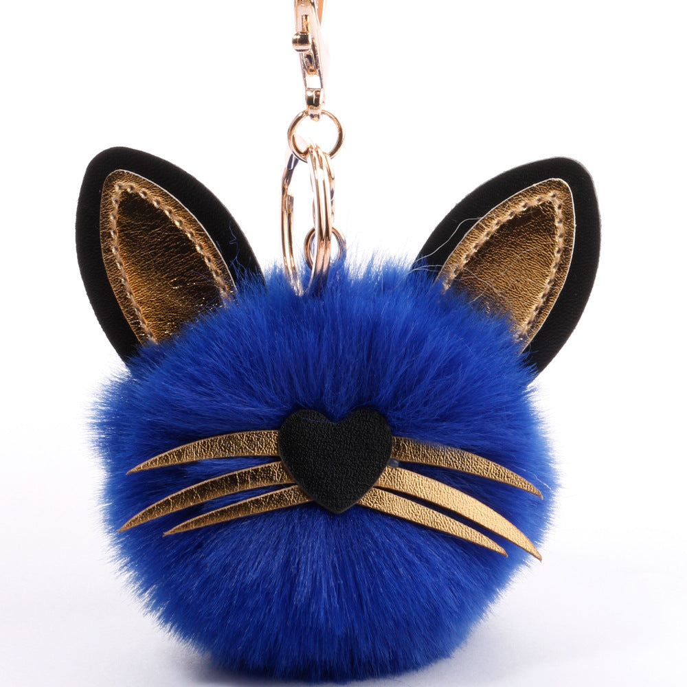 Wholesale PU long bearded cat keychain plush bag pendant ACC-KC-DY006