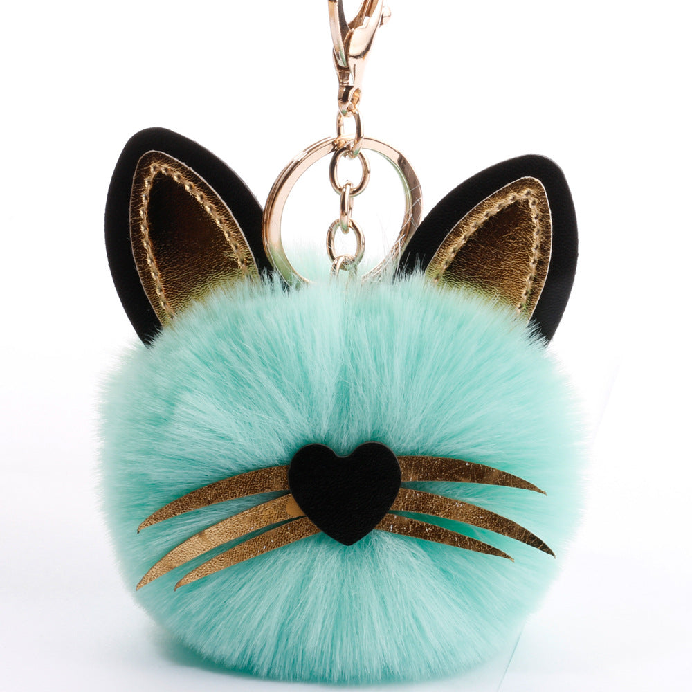 Wholesale PU long bearded cat keychain plush bag pendant ACC-KC-DY006
