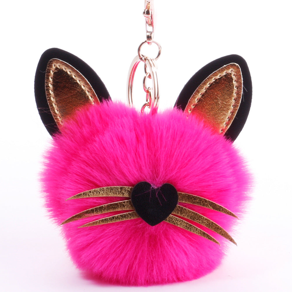 Wholesale PU long bearded cat keychain plush bag pendant ACC-KC-DY006