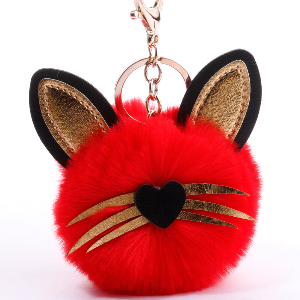 Wholesale PU long bearded cat keychain plush bag pendant ACC-KC-DY006