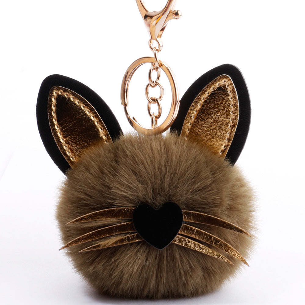 Wholesale PU long bearded cat keychain plush bag pendant ACC-KC-DY006