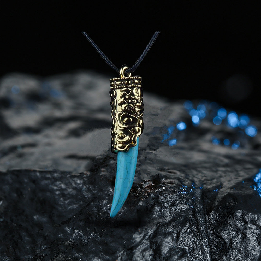 Wholesale Bohemian Turquoise Touching Gold Talisman Necklace ACC-NE-MiYi003