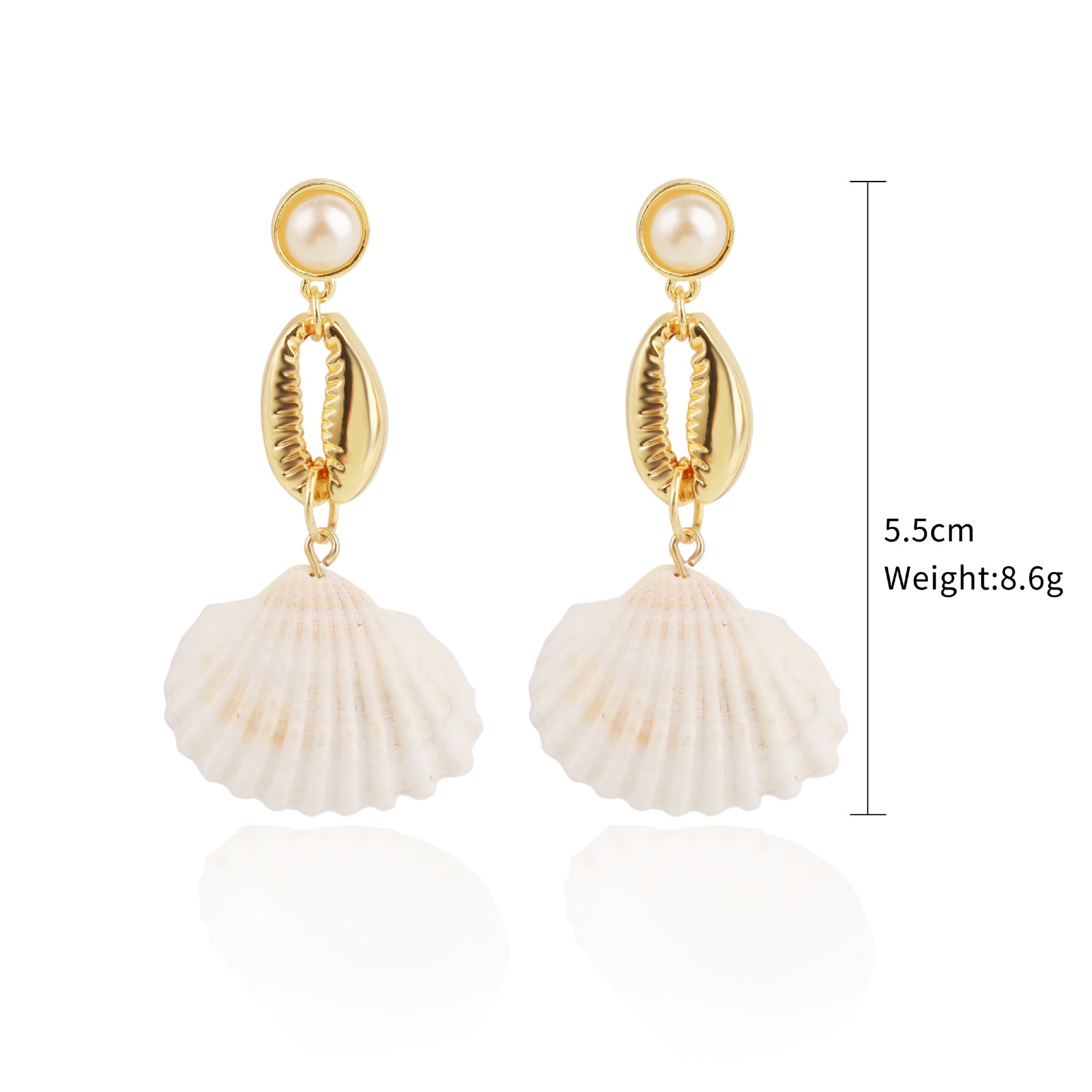 Wholesale European and American Cross-border Bohemian Ins Marine Jewelry Pearl Shell Earrings Alloy Natural Summer Shell Earrings