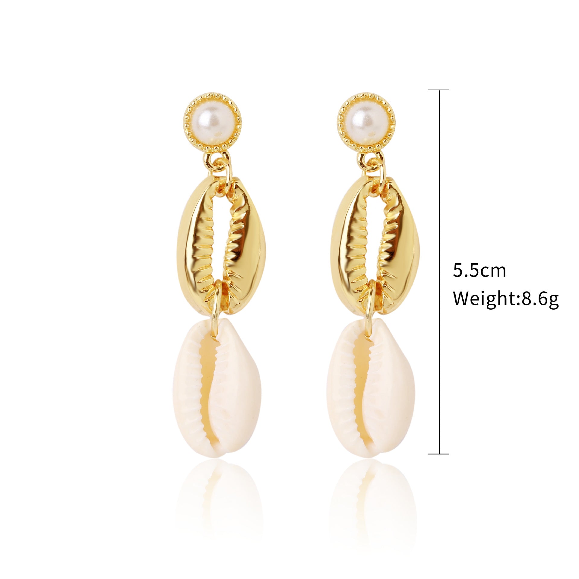 Wholesale European and American Cross-border Bohemian Ins Marine Jewelry Pearl Shell Earrings Alloy Natural Summer Shell Earrings