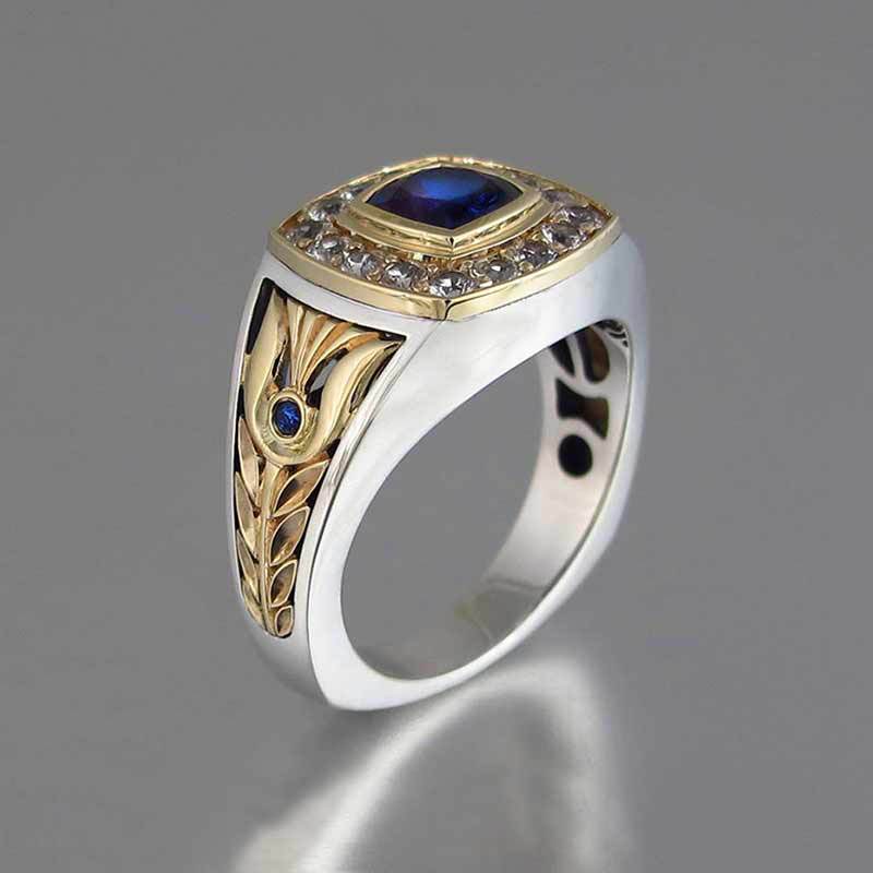 Wholesale Vintage Business Style Two-Tone Copper Men' s Ring Jewelry Accessory