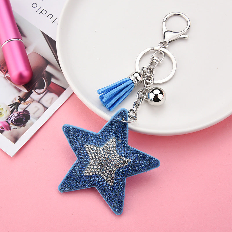 Wholesale Colorful Rhinestone Five-pointed Star Tassel Keychain ACC-KC-XLu002