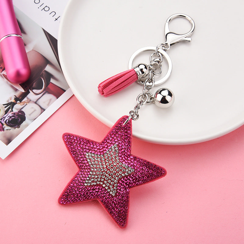 Wholesale Colorful Rhinestone Five-pointed Star Tassel Keychain ACC-KC-XLu002