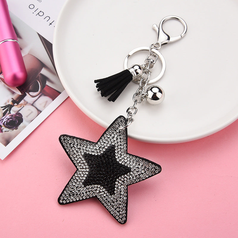 Wholesale Colorful Rhinestone Five-pointed Star Tassel Keychain ACC-KC-XLu002