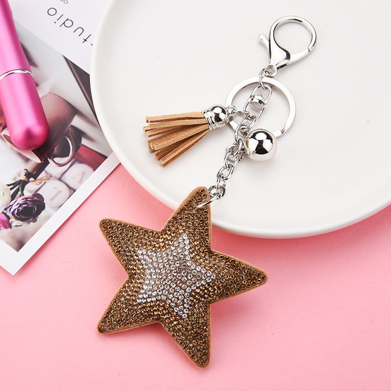 Wholesale Colorful Rhinestone Five-pointed Star Tassel Keychain ACC-KC-XLu002