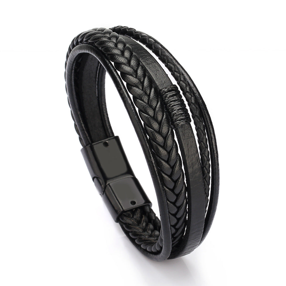 Wholesale Leather Cord Hand Woven Bracelet Men's Bracelet Ethnic Style ACC-BT-ZiGe031