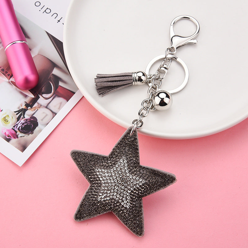 Wholesale Colorful Rhinestone Five-pointed Star Tassel Keychain ACC-KC-XLu002