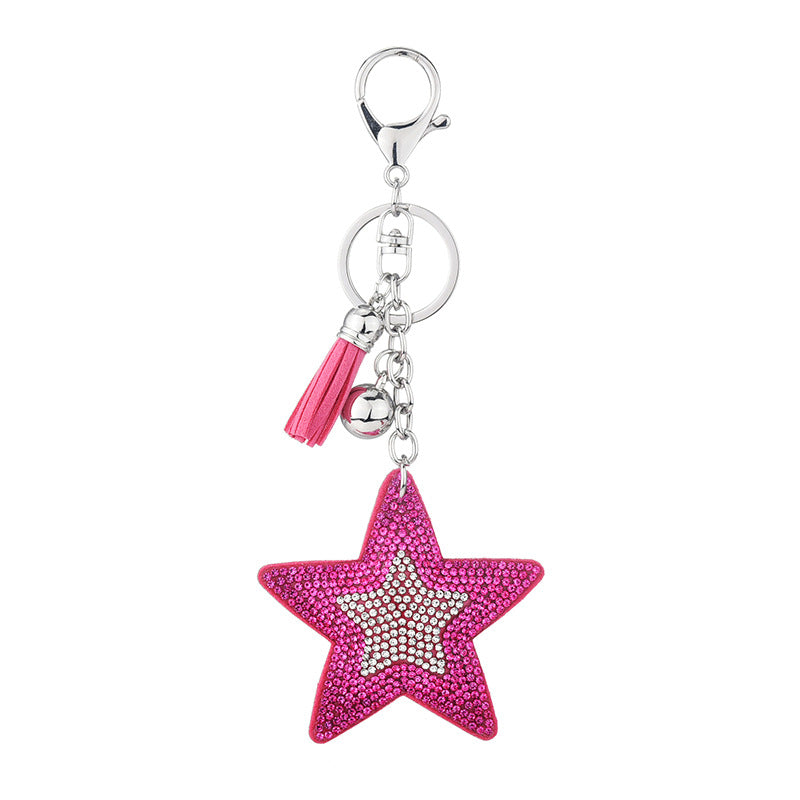 Wholesale Colorful Rhinestone Five-pointed Star Tassel Keychain ACC-KC-XLu002