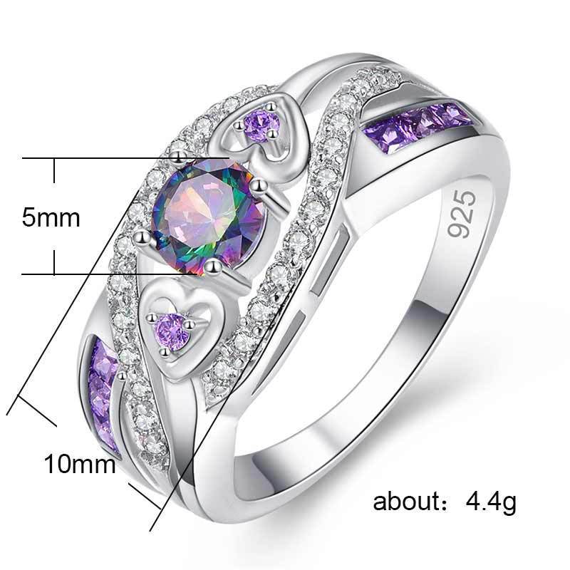 Wholesale  purple diamond love ring  pink zircon ring jewelry