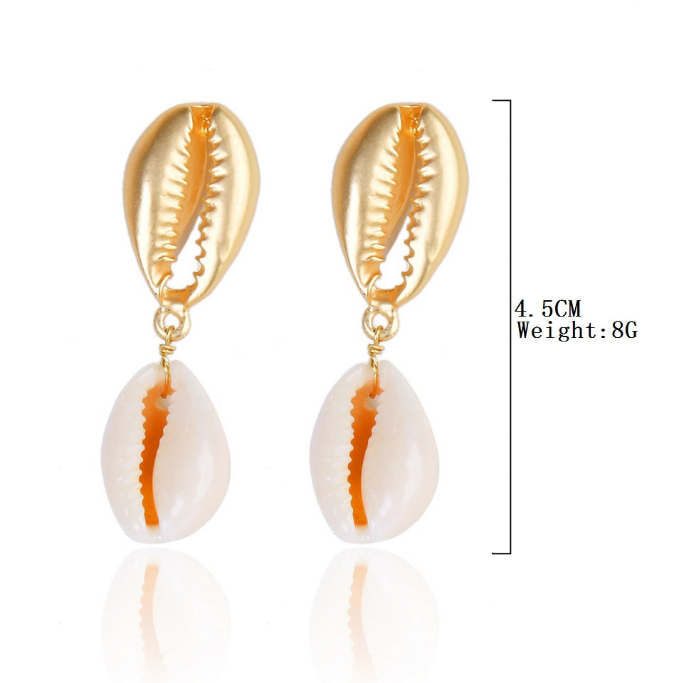 Wholesale European and American Cross-border Bohemian Ins Marine Jewelry Pearl Shell Earrings Alloy Natural Summer Shell Earrings