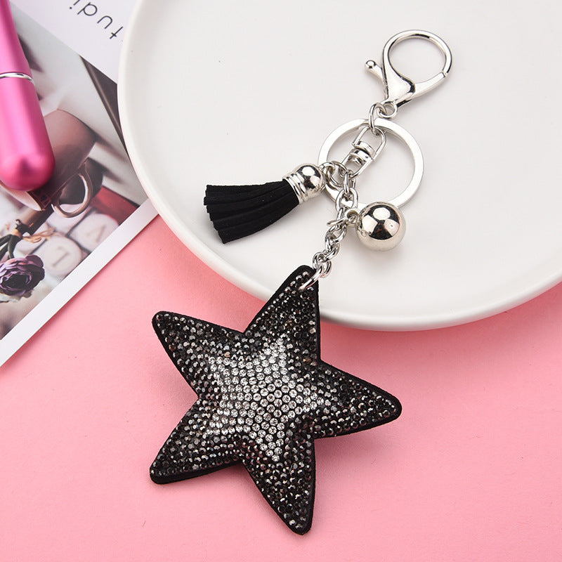 Wholesale Colorful Rhinestone Five-pointed Star Tassel Keychain ACC-KC-XLu002