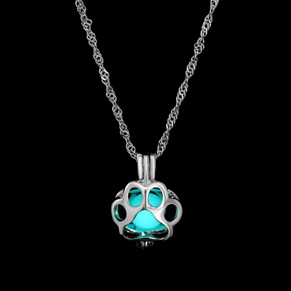 Wholesale  luminous alloy fluorescent dog footprints necklace