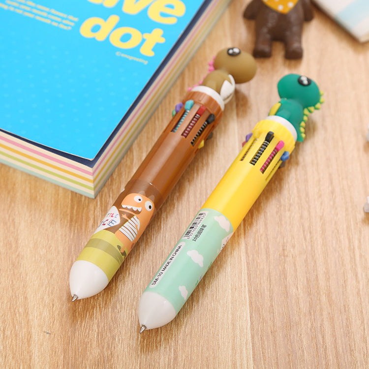Wholesale ten color cartoon color graffiti pen press plastic ballpoint pen ACC-PN-Liuj005