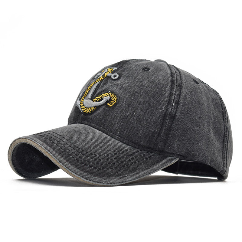 Wholesale  washed anchor embroidery Denim baseball hat