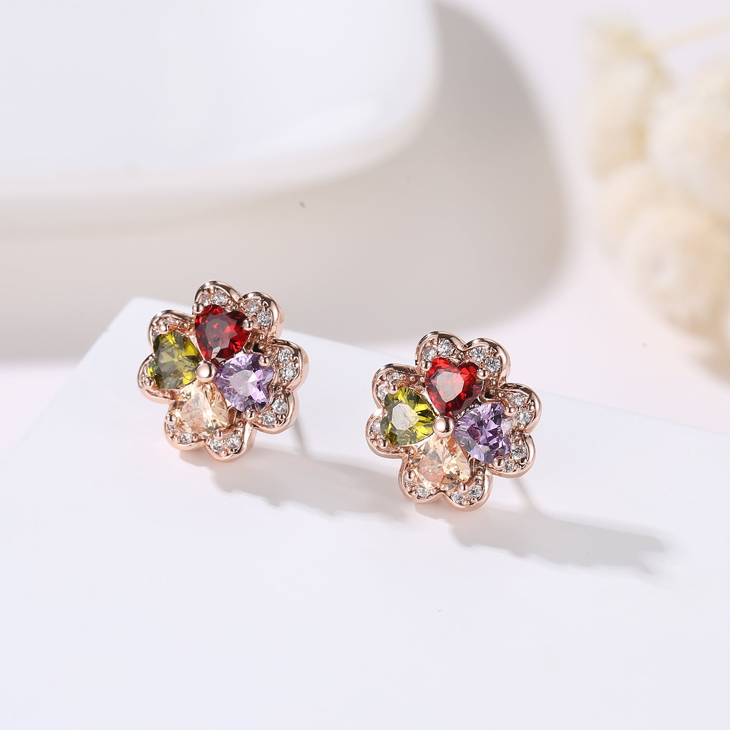 Wholesale copper earrings electroplated inlaid zircon earrings