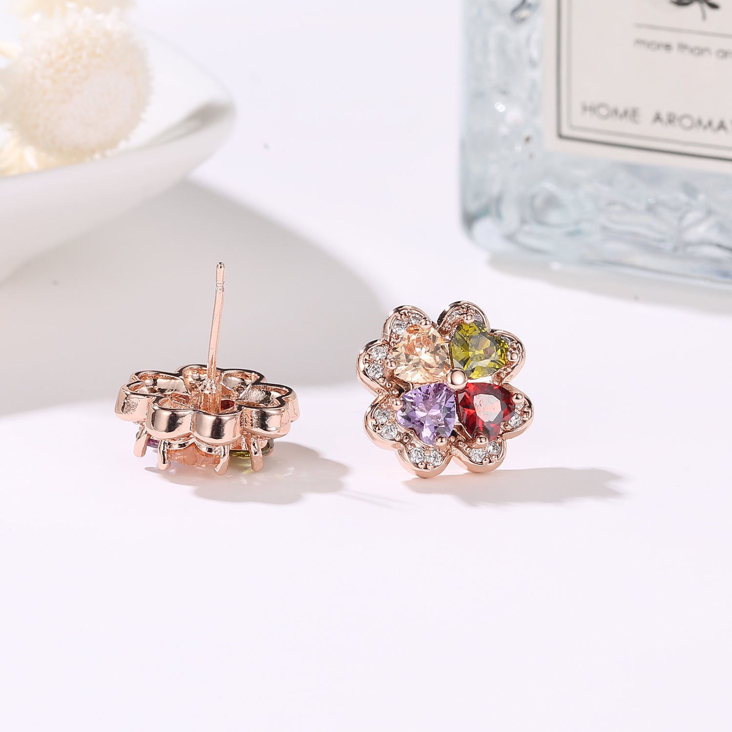 Wholesale copper earrings electroplated inlaid zircon earrings