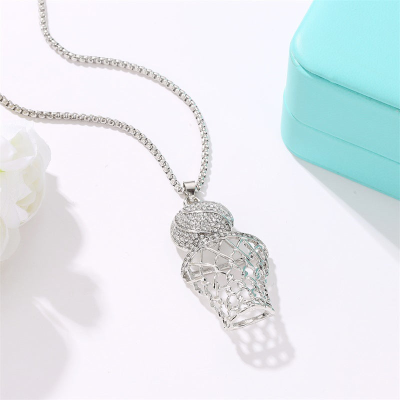 Wholesale diamond basketball hoop alloy necklace