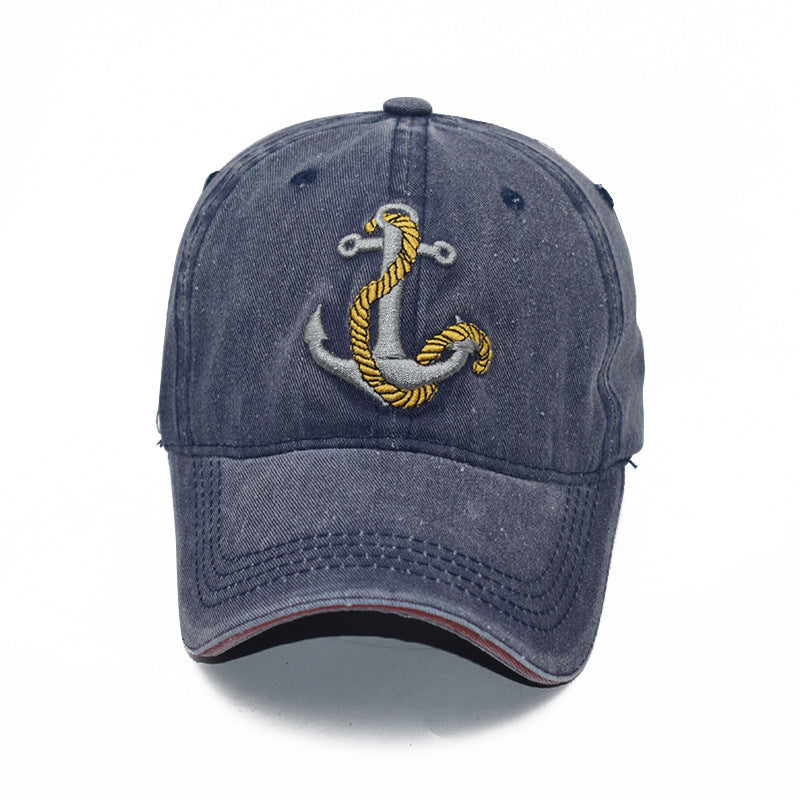Wholesale  washed anchor embroidery Denim baseball hat