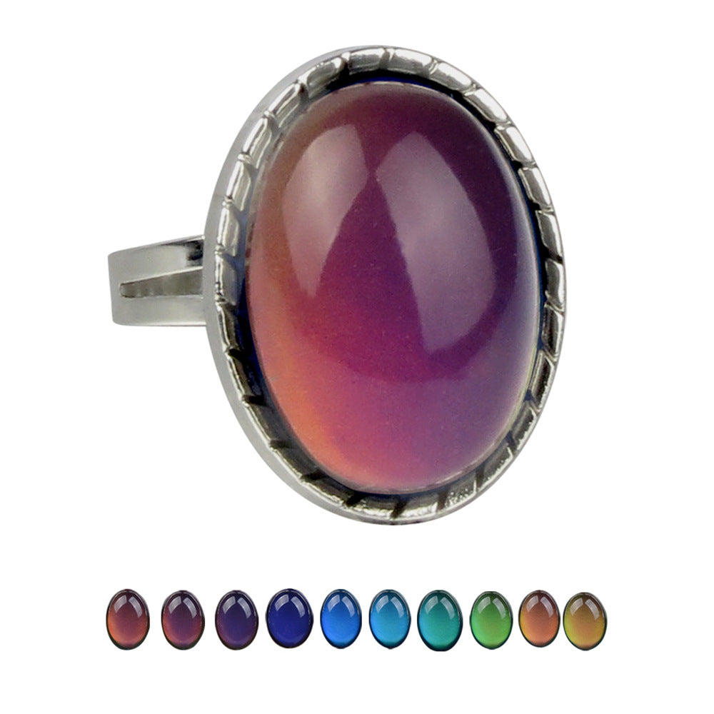 Wholesale Open Vintage Gemstone Thermochromic Ring Adjustable Rings ACC-RS-Hour003