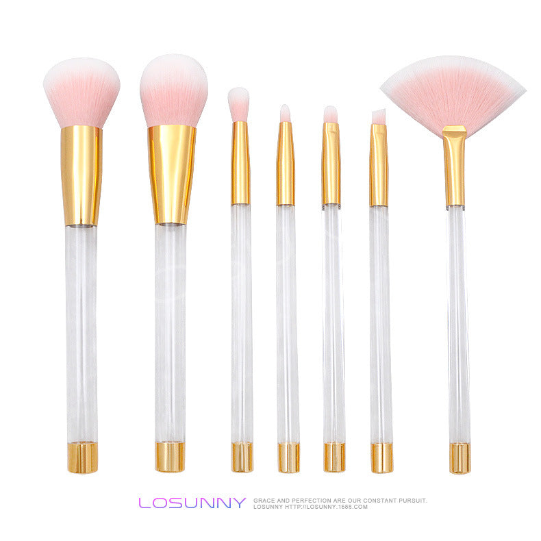 Wholesale 7 Pieces/set of Transparent Crystal Empty Tube Makeup Brush Set DIY Makeup Brushes ACC-MB-LXY003