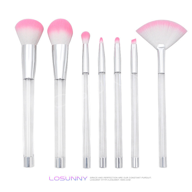 Wholesale 7 Pieces/set of Transparent Crystal Empty Tube Makeup Brush Set DIY Makeup Brushes ACC-MB-LXY003