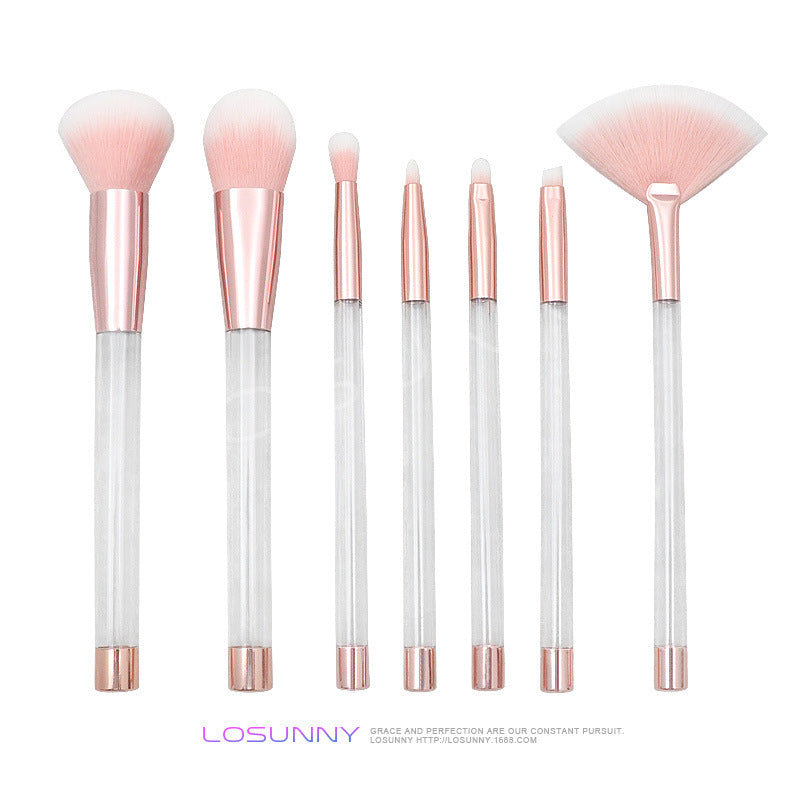 Wholesale 7 Pieces/set of Transparent Crystal Empty Tube Makeup Brush Set DIY Makeup Brushes ACC-MB-LXY003