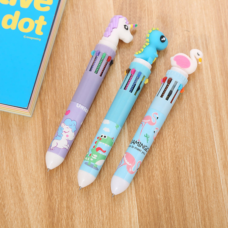 Wholesale ten color cartoon color graffiti pen press plastic ballpoint pen ACC-PN-Liuj005