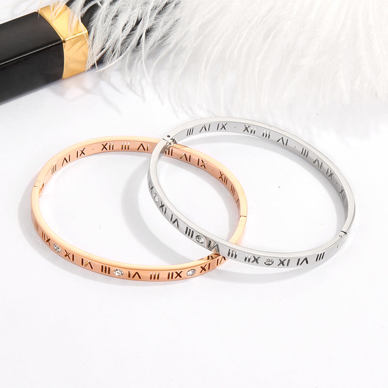 Wholesale Titanium Steel Bracelets Roman Numeral Diamond Bracelet ACC-BT-Hengx002
