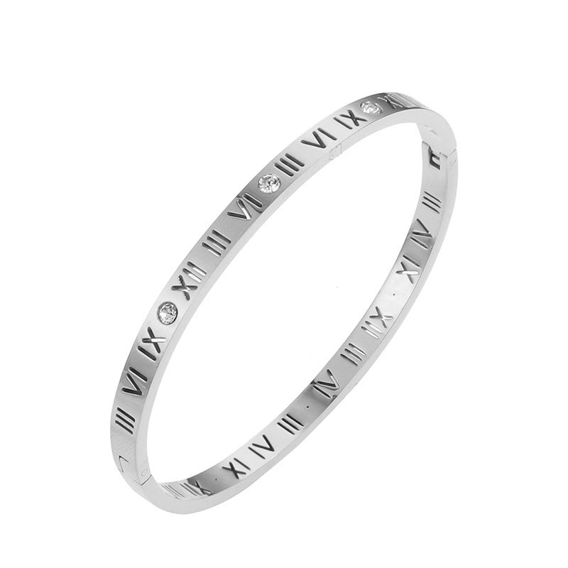 Wholesale Titanium Steel Bracelets Roman Numeral Diamond Bracelet ACC-BT-Hengx002