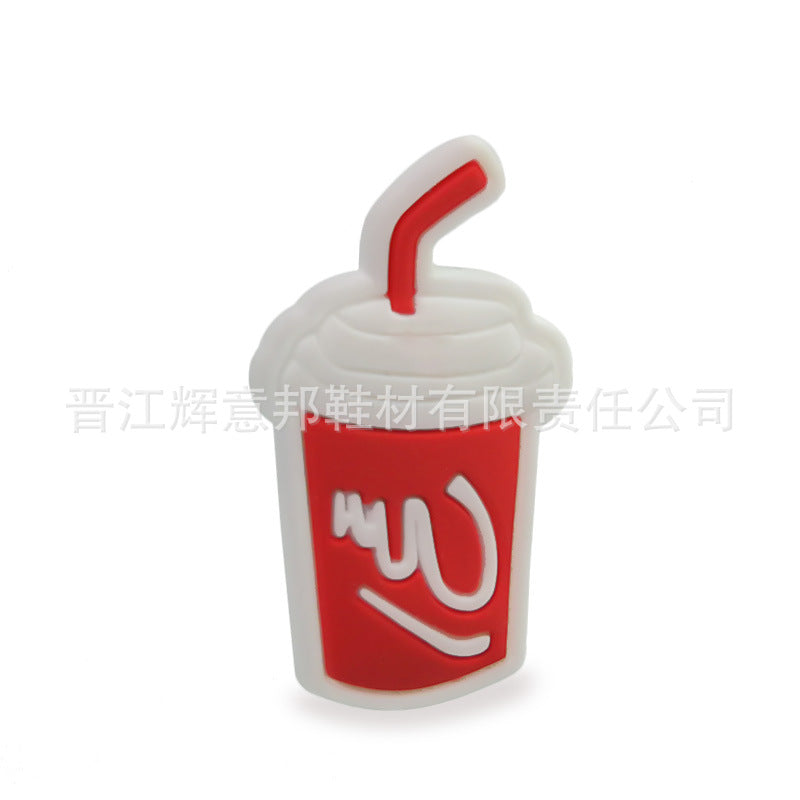 Wholesale 100pcs Food Hamburger Donut PVC Soft Rubber Shoe Buckle Decoration ACC-SC-YiBang001