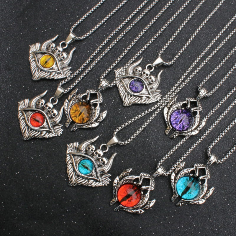 Wholesale Vintage Punk Spaceship Blue Eyes Stainless Steel Pendant Necklaces ACC-NE-XuanChao001