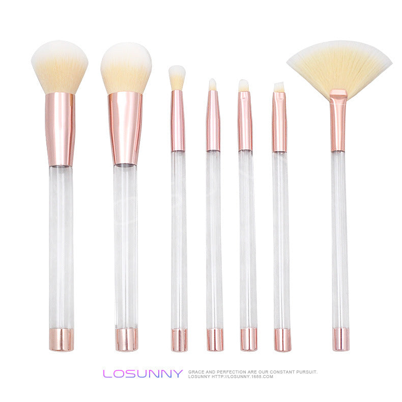 Wholesale 7 Pieces/set of Transparent Crystal Empty Tube Makeup Brush Set DIY Makeup Brushes ACC-MB-LXY003