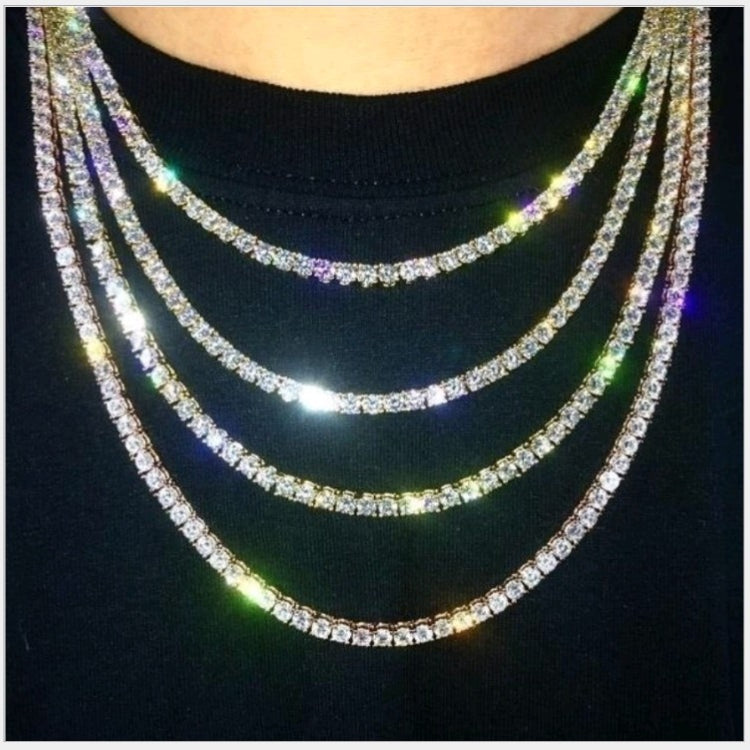 Wholesale Diamond Gold Silver Square Claw Chain Rhinestone Necklace ACC-NE-LR011
