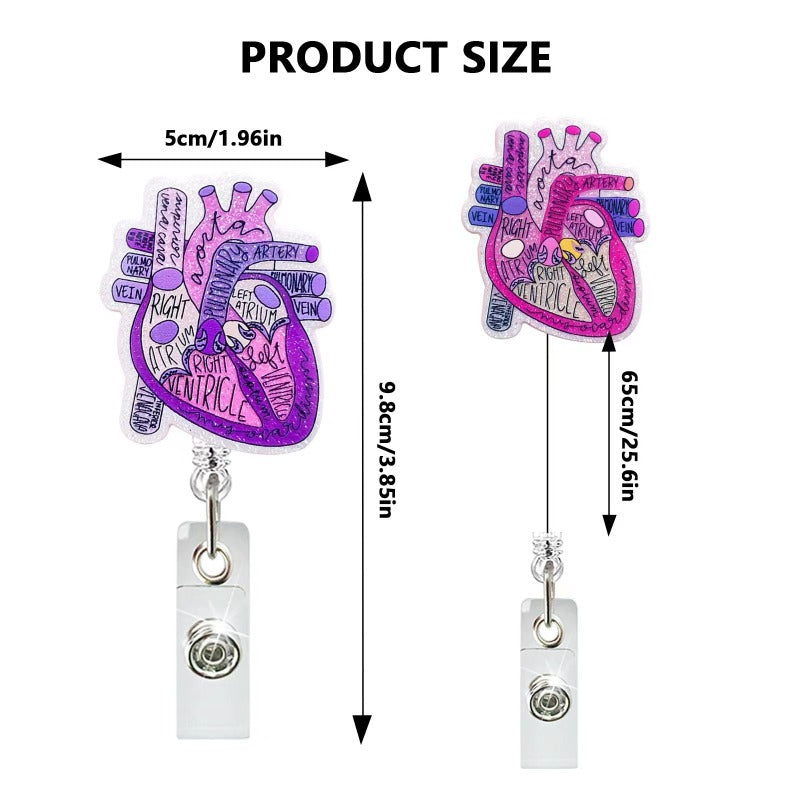 Wholesale Acrylic Glitter Heart Doctor Retractable Rotating Badge Reel Keychain ACC-KC-LingYu003