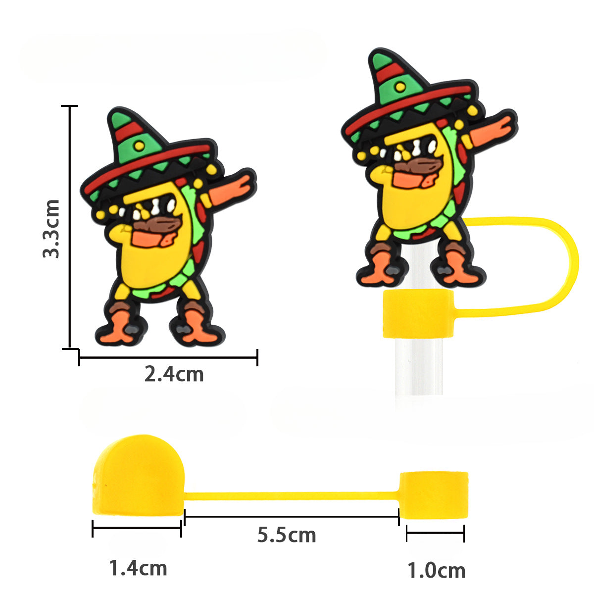 Wholesale Random 100pcs Mexican Style Straw Tube Cap 10mm Soft Glue Straw Decoration Straw Cover ACC-SCR-RYY050