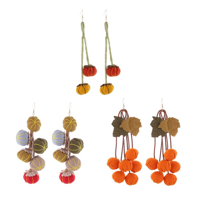 Wholesale Thanksgiving Day Long Pumpkin Tassel Earrings  ACC-ES-CT040