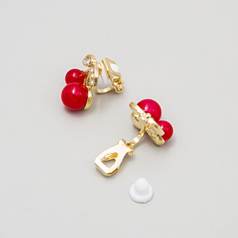 Wholesale Cute Diamond Red Cherry Earrings ACC-ES-MDD084